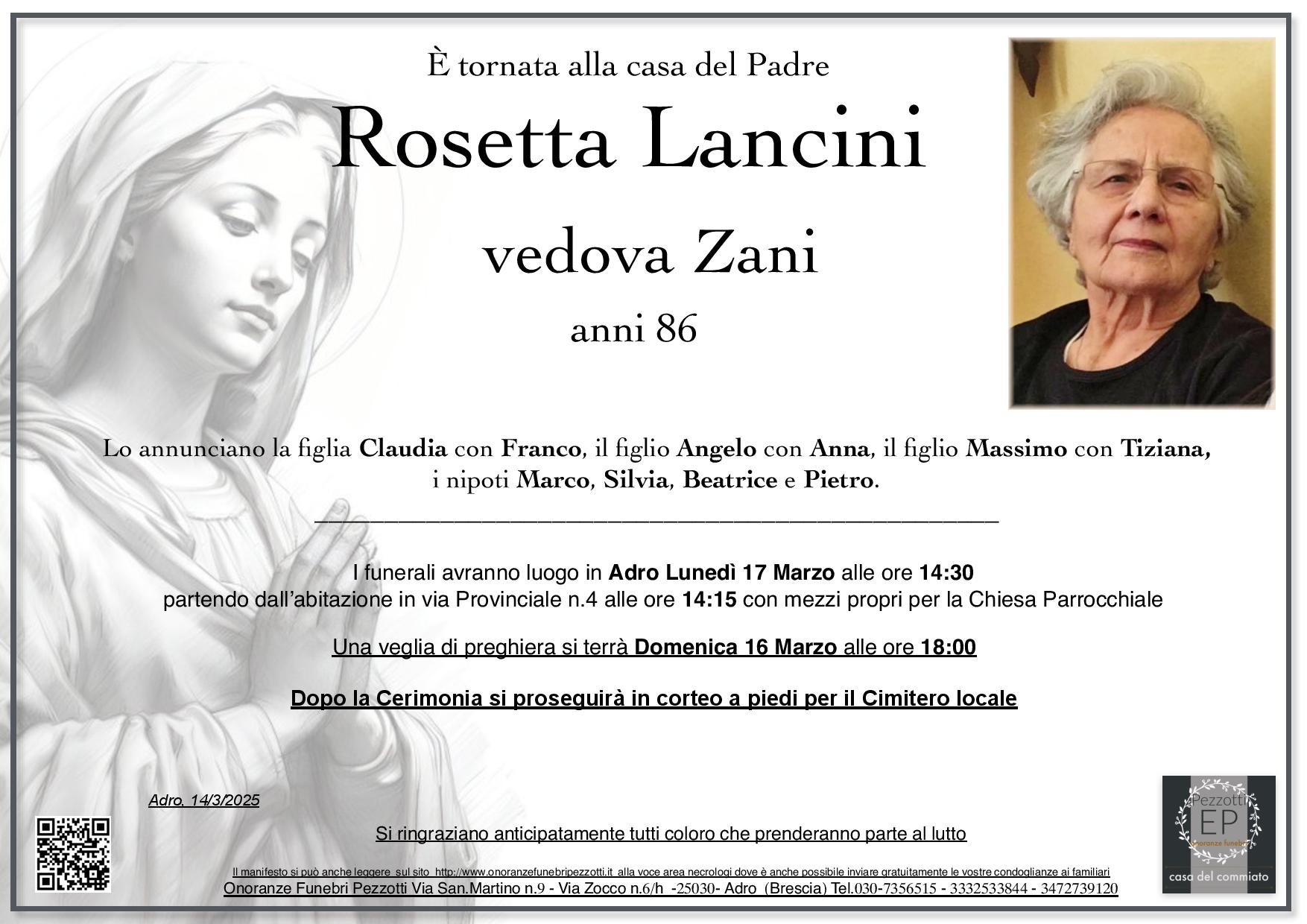 Rosetta Lancini ved. Zani